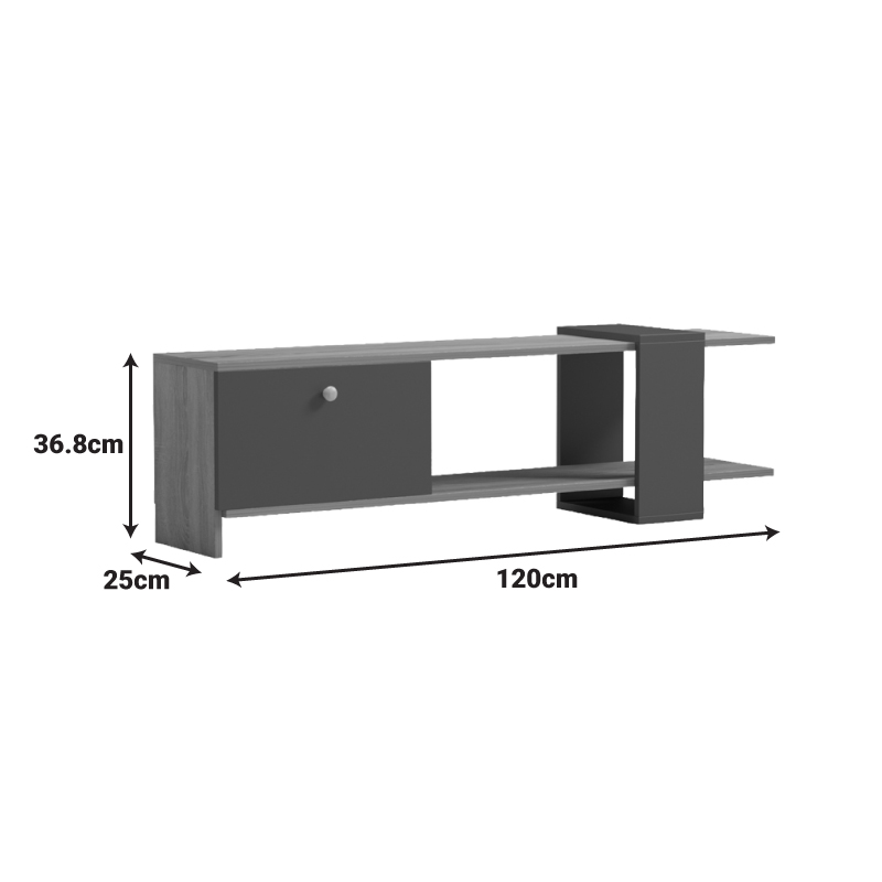 Komodinë TV Standi pakoworld në sonoma-antracit 120x25x36.8cm