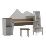 Tavolinë fëmijësh me stol Dualto pakoworld sonoma-e bardhë 180x30x93.6cm