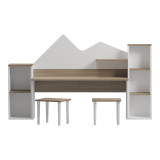 Tavolinë fëmijësh me stol Dualto pakoworld sonoma-e bardhë 180x30x93.6cm