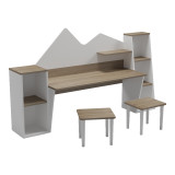 Tavolinë fëmijësh me stol Dualto pakoworld sonoma-e bardhë 180x30x93.6cm
