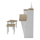 Tavolinë fëmijësh me stol Dualto pakoworld sonoma-e bardhë 180x30x93.6cm