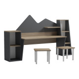 Tavolinë shkrimi për fëmijë me stol Dualto pakoworld sonoma-antracit 180x30x93.6cm