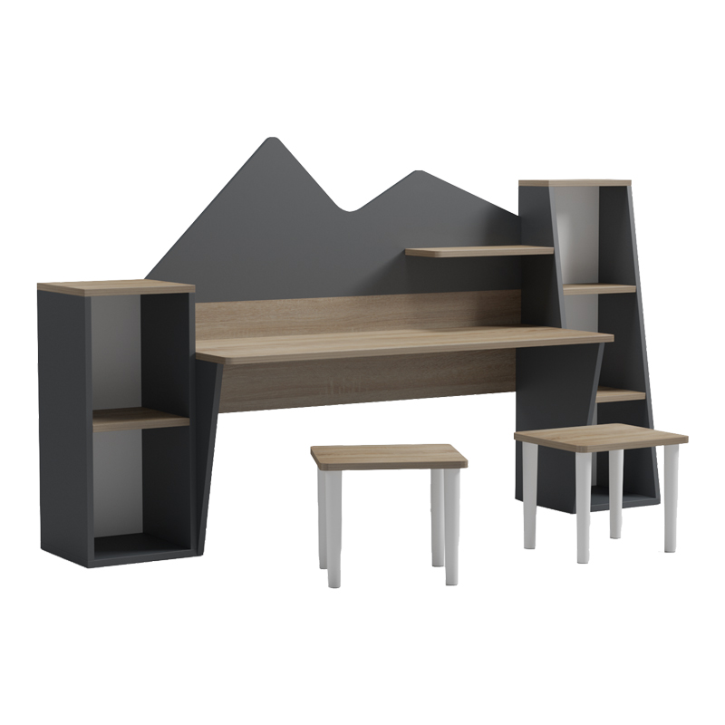 Tavolinë shkrimi për fëmijë me stol Dualto pakoworld sonoma-antracit 180x30x93.6cm