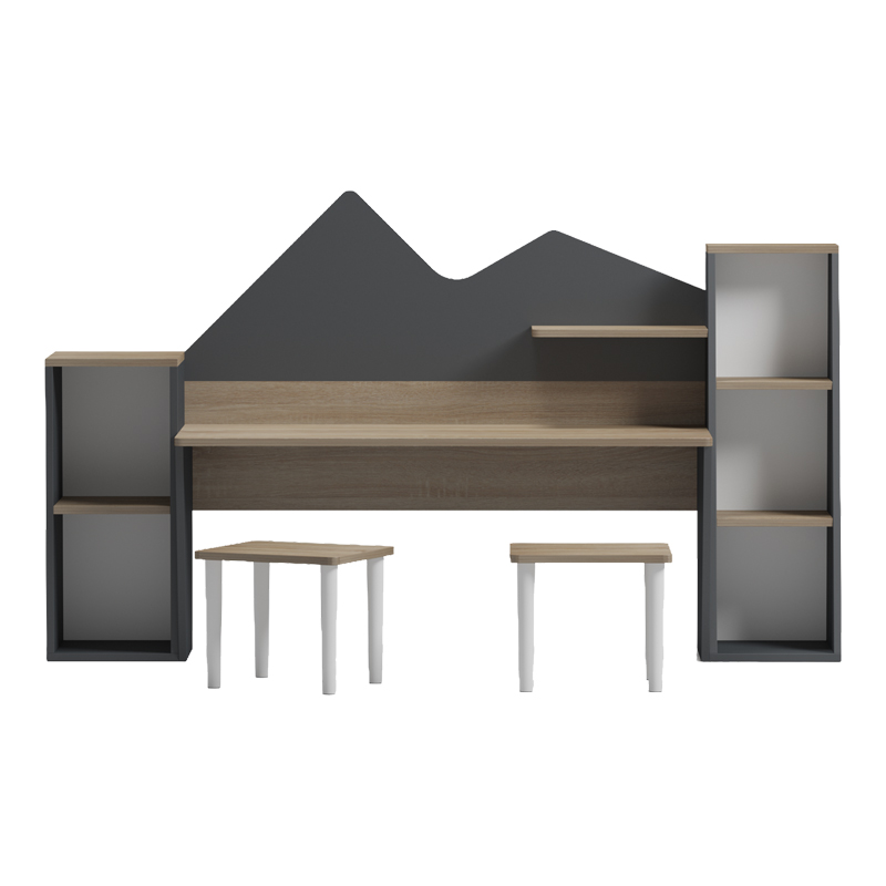 Tavolinë shkrimi për fëmijë me stol Dualto pakoworld sonoma-antracit 180x30x93.6cm