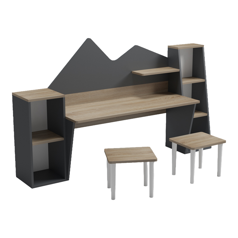 Tavolinë shkrimi për fëmijë me stol Dualto pakoworld sonoma-antracit 180x30x93.6cm