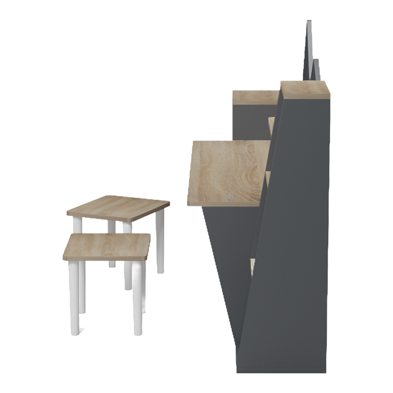 Tavolinë shkrimi për fëmijë me stol Dualto pakoworld sonoma-antracit 180x30x93.6cm