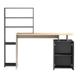 Tavolinë zyre me raft librash dhe dollap Meza pakoworld në sonoma-antracit 146.3x55x128.8cm