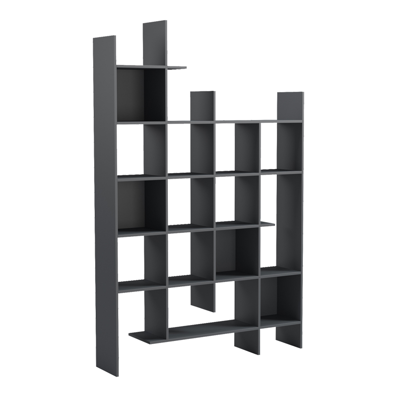 Bibliotekë Manco pakoworld antracit 122x25.5x188cm