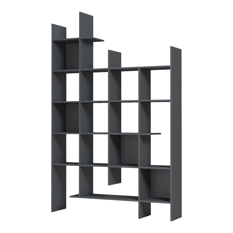 Bibliotekë Manco pakoworld antracit 122x25.5x188cm