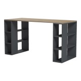 Tavolinë zyre Praga pakoworld antracit-sonoma 140x60x75cm