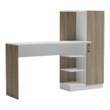 Zyrë me raft librash dhe dollap Ofisio pakoworld sonoma-e bardhë 152.3x40x120cm