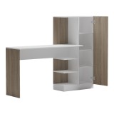 Zyrë me raft librash dhe dollap Ofisio pakoworld sonoma-e bardhë 152.3x40x120cm