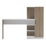 Zyrë me raft librash dhe dollap Ofisio pakoworld sonoma-e bardhë 152.3x40x120cm