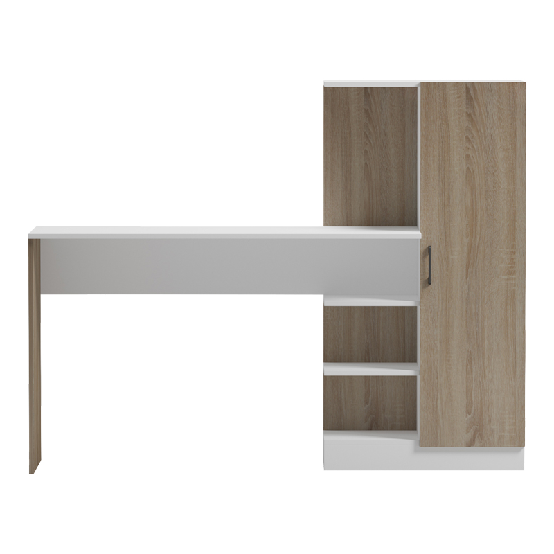 Zyrë me raft librash dhe dollap Ofisio pakoworld sonoma-e bardhë 152.3x40x120cm