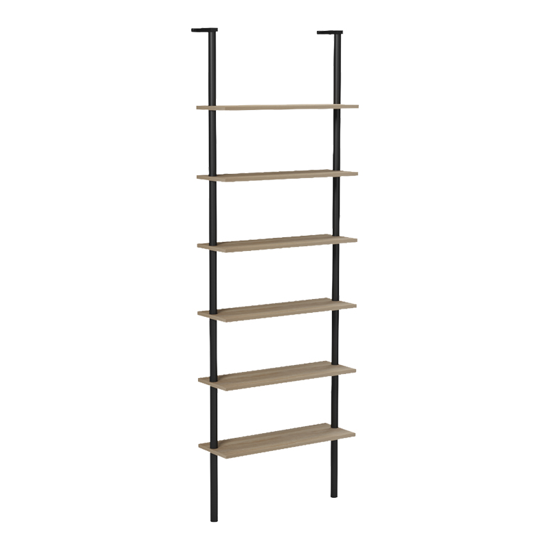 Bibliotekë muri Dimmo pakoworld sonoma-metal i zi 60x20x180cm