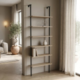 Bibliotekë muri Dimmo pakoworld sonoma-metal i zi 60x20x180cm