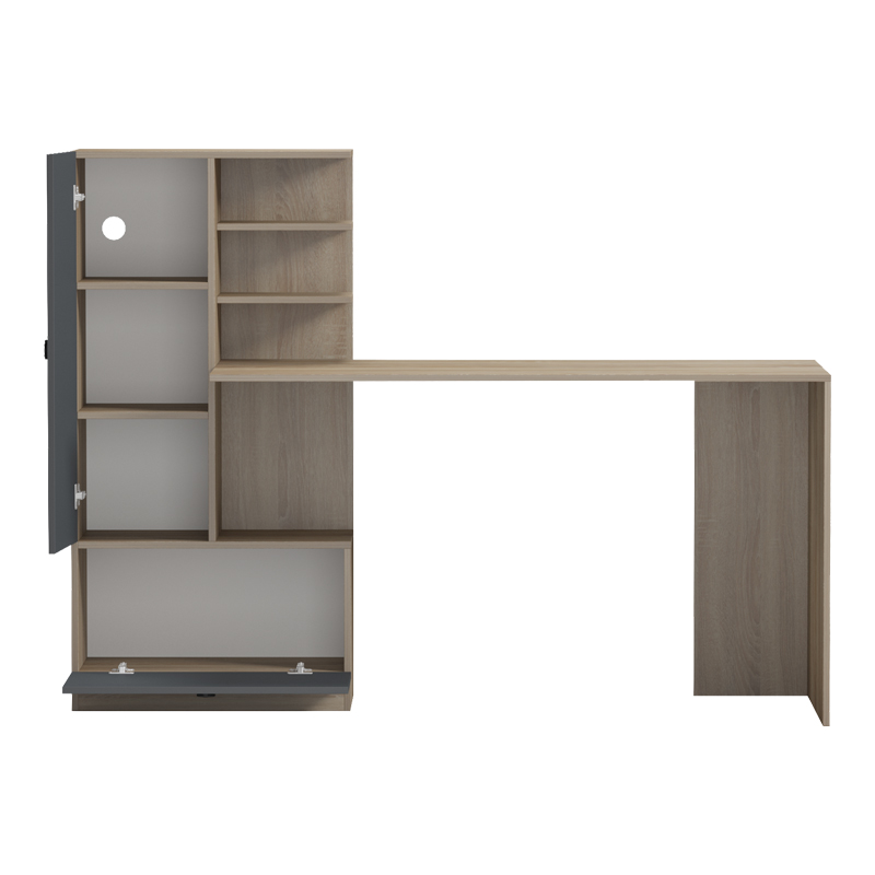 Tavolinë pune me bibliotekë Felanbo pakoworld sonoma-antracit 160x60x125cm