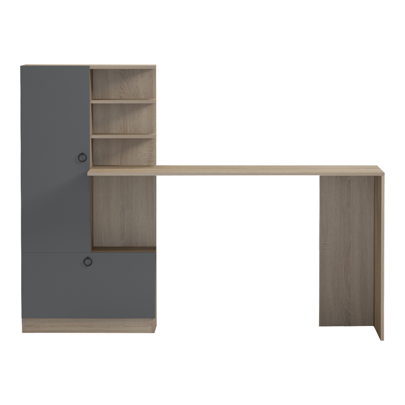 Tavolinë pune me bibliotekë Felanbo pakoworld sonoma-antracit 160x60x125cm