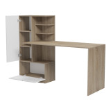 Tavolinë pune me bibliotekë Felanbo pakoworld sonoma-e bardhë 160x60x125cm