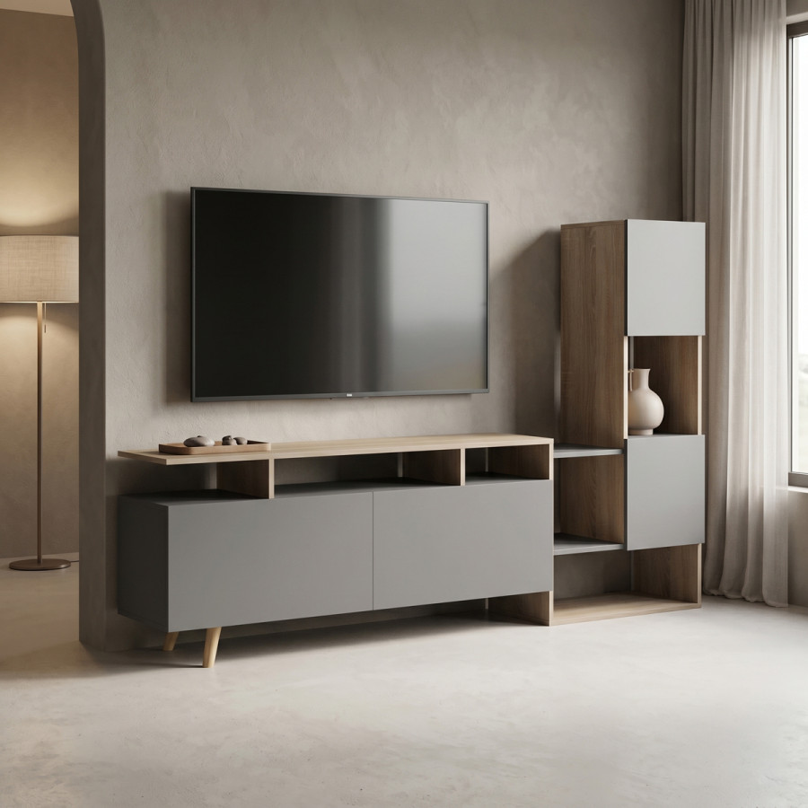 Njësi TV Defry pakoworld sonoma-antracit 177.5x31.5x110cm