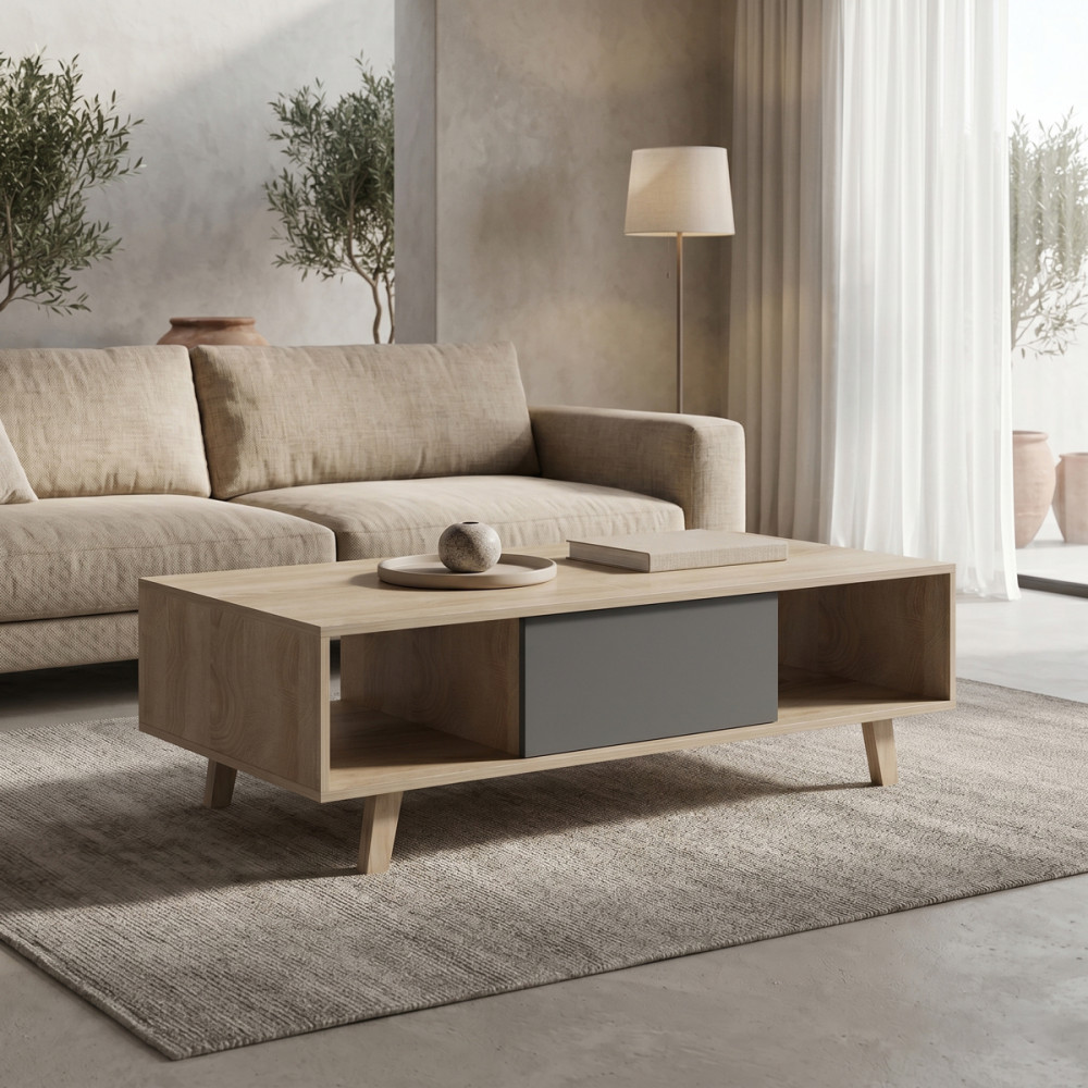 Tavolinë kafeje Elonza pakoworld sonoma-antracit 120x60x36cm