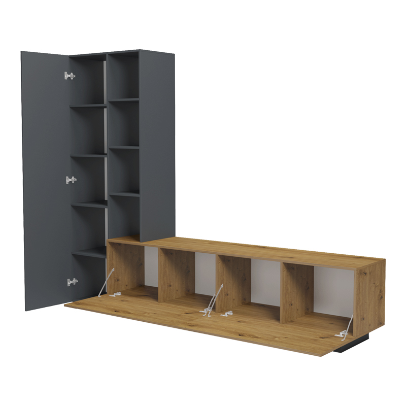 Njësi TV Tilveo pakoworld oak-antracit 230x41.5x180cm