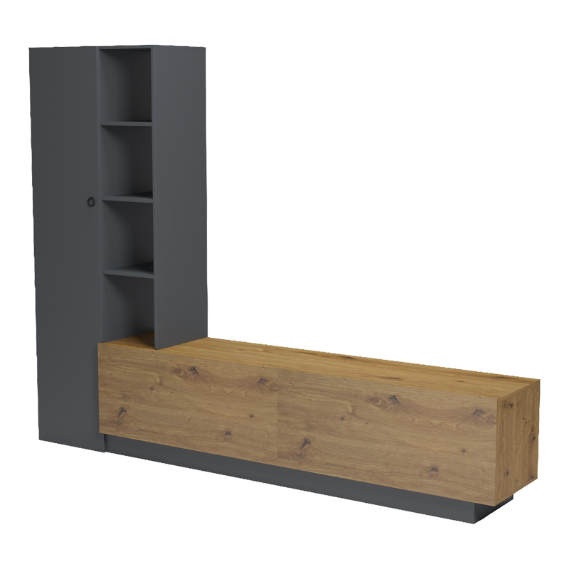 Njësi TV Tilveo pakoworld oak-antracit 230x41.5x180cm