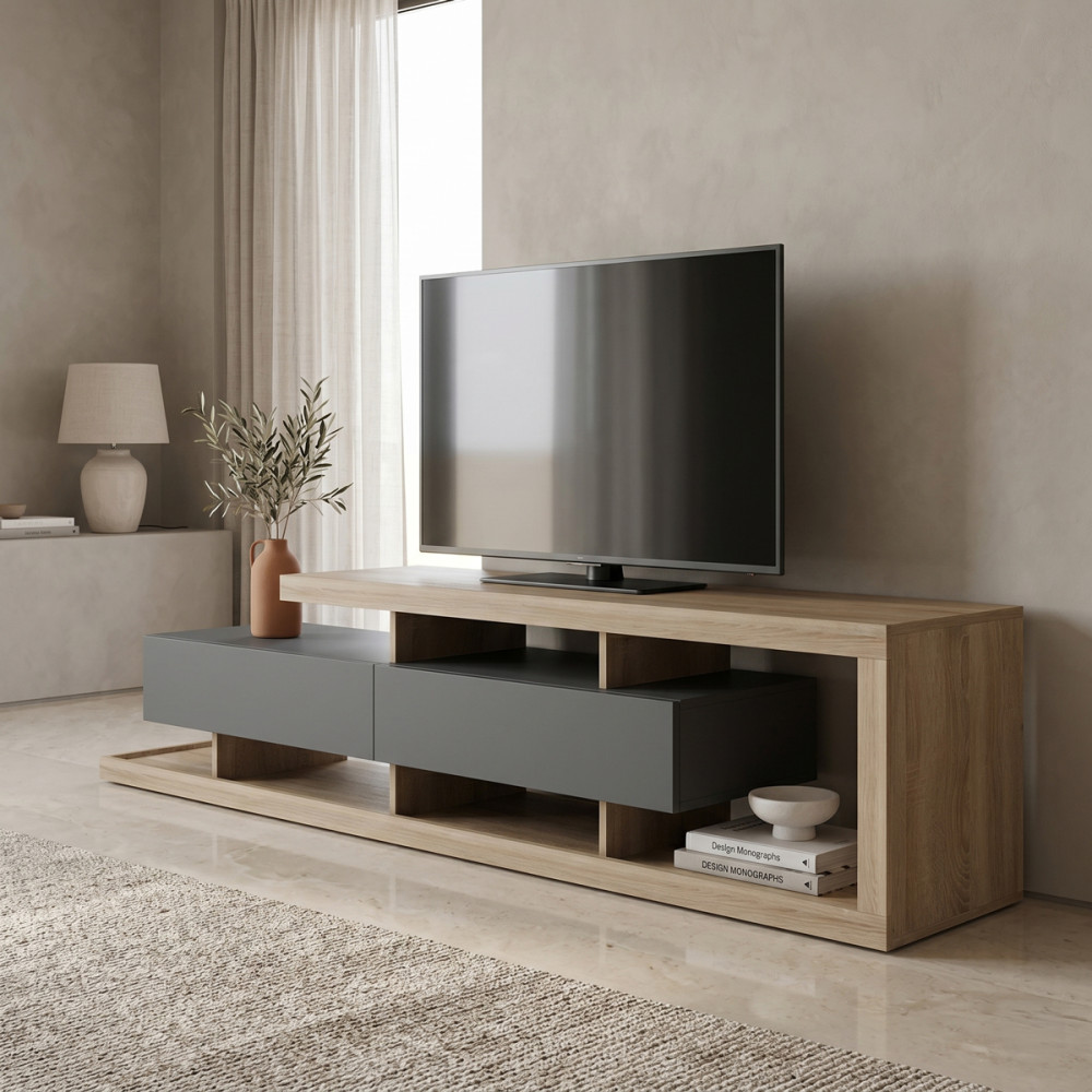 Stendë TV Arbero pakoworld antracit-sonoma 198x40x45cm