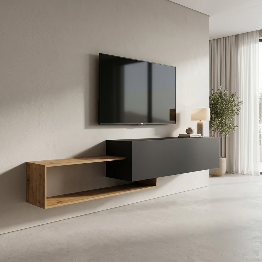 Mbajtëse TV muri Olande pakoworld dushk-e zezë 210x35x48cm