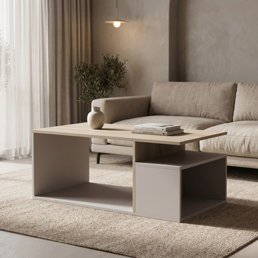Tavolinë kafeje Wendo pakoworld taupe-sonoma 91x37x50cm