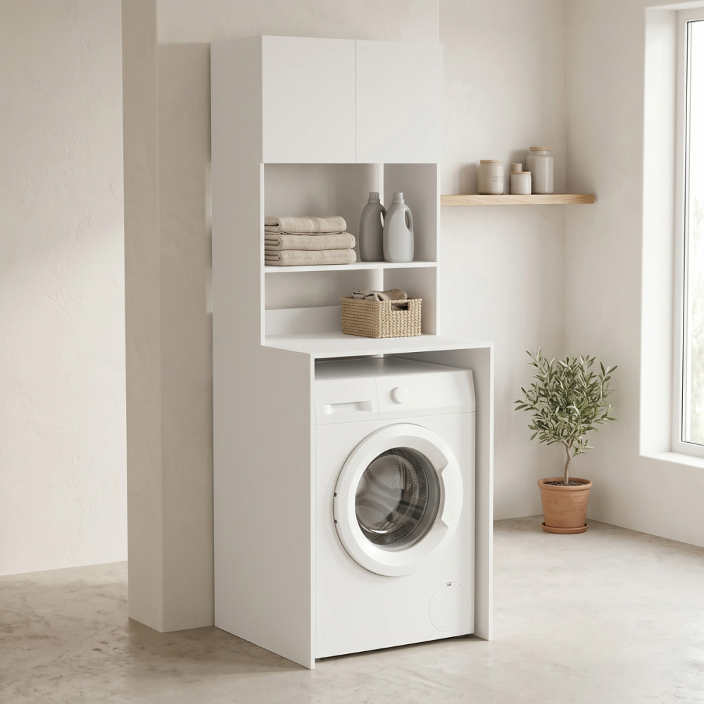 Mobilje lavanderie Chaxe pakoworld e bardhë 65x60x183.6cm