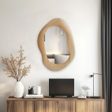 Pasqyrë ovale Enola pakoworld mdf në nuancë natyrale 54x2.5x80cm