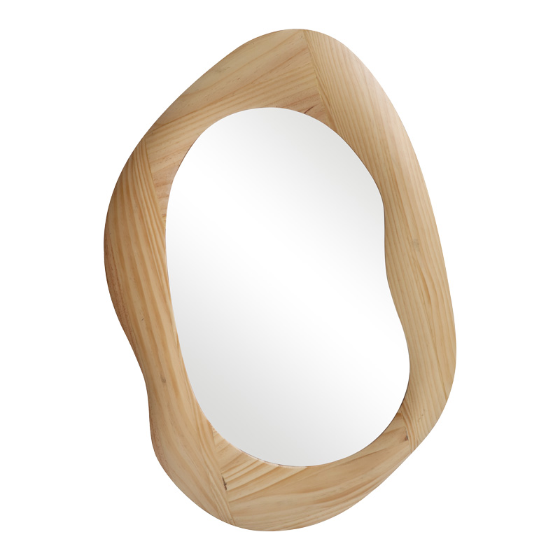 Pasqyrë ovale Enola pakoworld mdf në nuancë natyrale 54x2.5x80cm