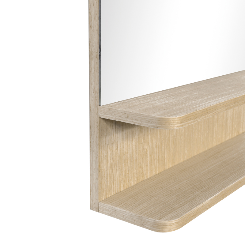 Pasqyrë me raft Mensola pakoworld mdf në nuancë natyrale 45.7x12.7x76.2cm