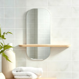 Pasqyrë Lunaria pakoworld MDF me përfundim natyral 60x11.5x60cm