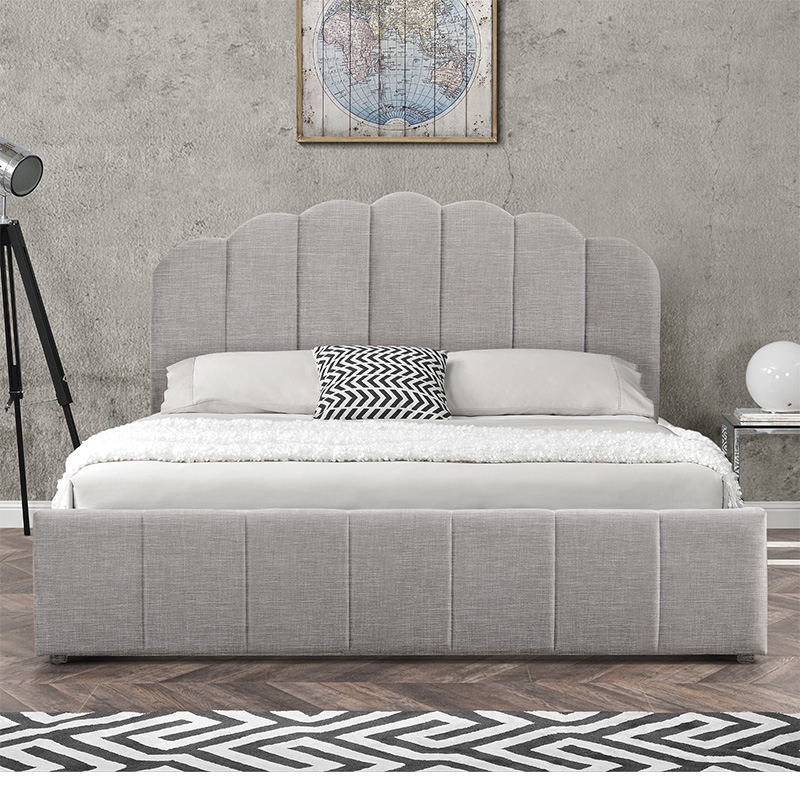 Krevat dopio Tatiana pakoworld pëlhurë gri e lehtë me magazinim 160x200cm