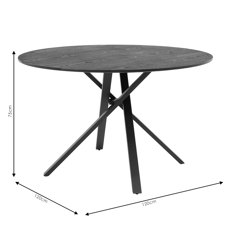 Tavolinë ngrënieje Cerco pakoworld MDF e zezë D120x75cm