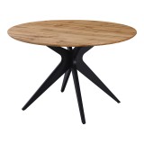 Tavolinë Toda pakoworld mdf në nuancë SONOMA me këmbë metalike të zeza Φ120x75cm