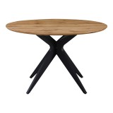 Tavolinë Toda pakoworld mdf në nuancë SONOMA me këmbë metalike të zeza Φ120x75cm