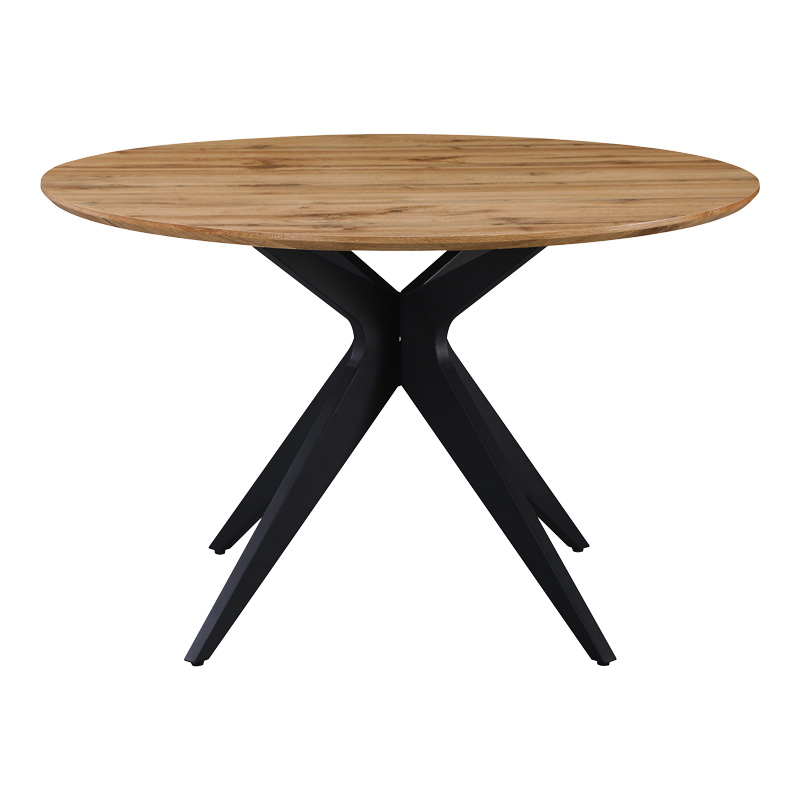 Tavolinë Toda pakoworld mdf në nuancë SONOMA me këmbë metalike të zeza Φ120x75cm