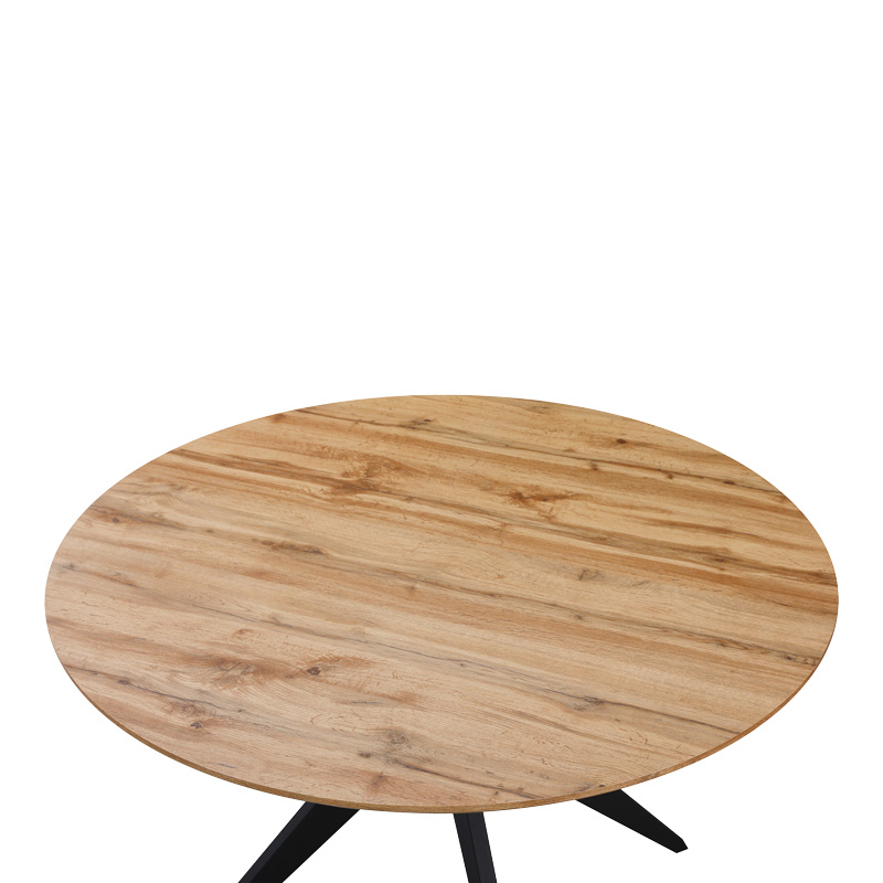 Tavolinë Toda pakoworld mdf në nuancë SONOMA me këmbë metalike të zeza Φ120x75cm