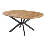 Tavolinë e zgjerueshme Edina pakoworld mdf në ngjyrë SONOMA me këmbë metalike të zeza 130-170x130x75cm