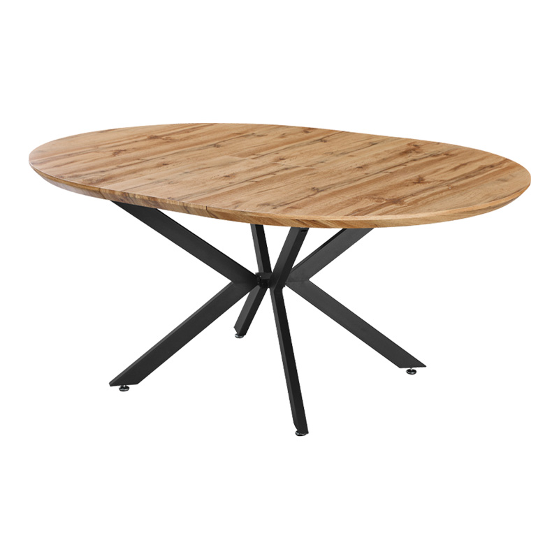 Tavolinë e zgjerueshme Edina pakoworld mdf në ngjyrë SONOMA me këmbë metalike të zeza 130-170x130x75cm