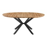 Tavolinë e zgjerueshme Edina pakoworld mdf në ngjyrë SONOMA me këmbë metalike të zeza 130-170x130x75cm