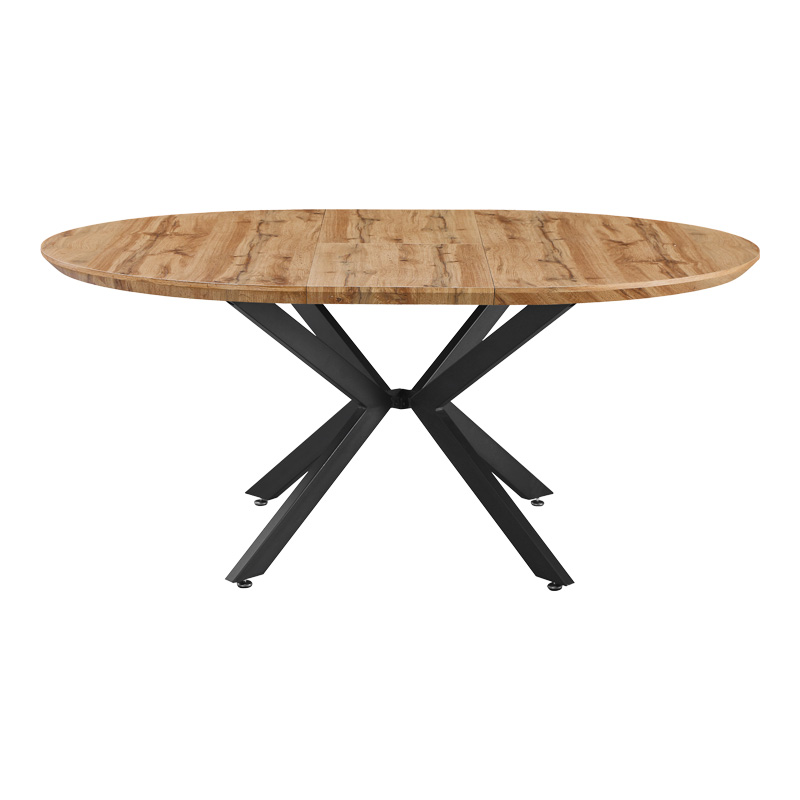 Tavolinë e zgjerueshme Edina pakoworld mdf në ngjyrë SONOMA me këmbë metalike të zeza 130-170x130x75cm
