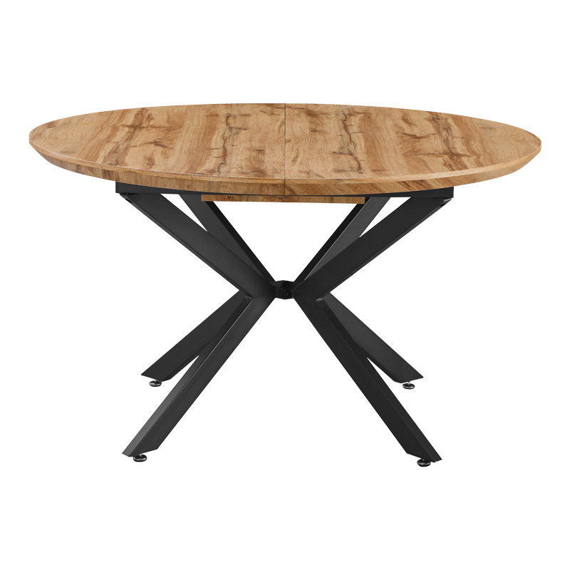 Tavolinë e zgjerueshme Edina pakoworld mdf në ngjyrë SONOMA me këmbë metalike të zeza 130-170x130x75cm