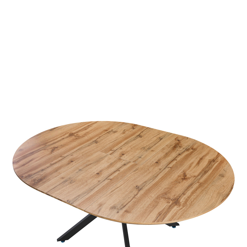 Tavolinë e zgjerueshme Edina pakoworld mdf në ngjyrë SONOMA me këmbë metalike të zeza 130-170x130x75cm