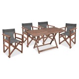 Set ngrënieje Retto 5 copë dru masiv ahu arre-gri 120x75x71cm