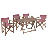 Set ngrënieje Retto 5 copë dru masiv ahu arrë-ngjyrë e kuqe e errët 120x75x71cm
