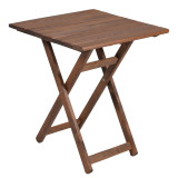 Tavolinë ngrënieje Retto set prej 3 copësh dru ahu masiv arrë-PVC bezhë gri 60x60x71cm
